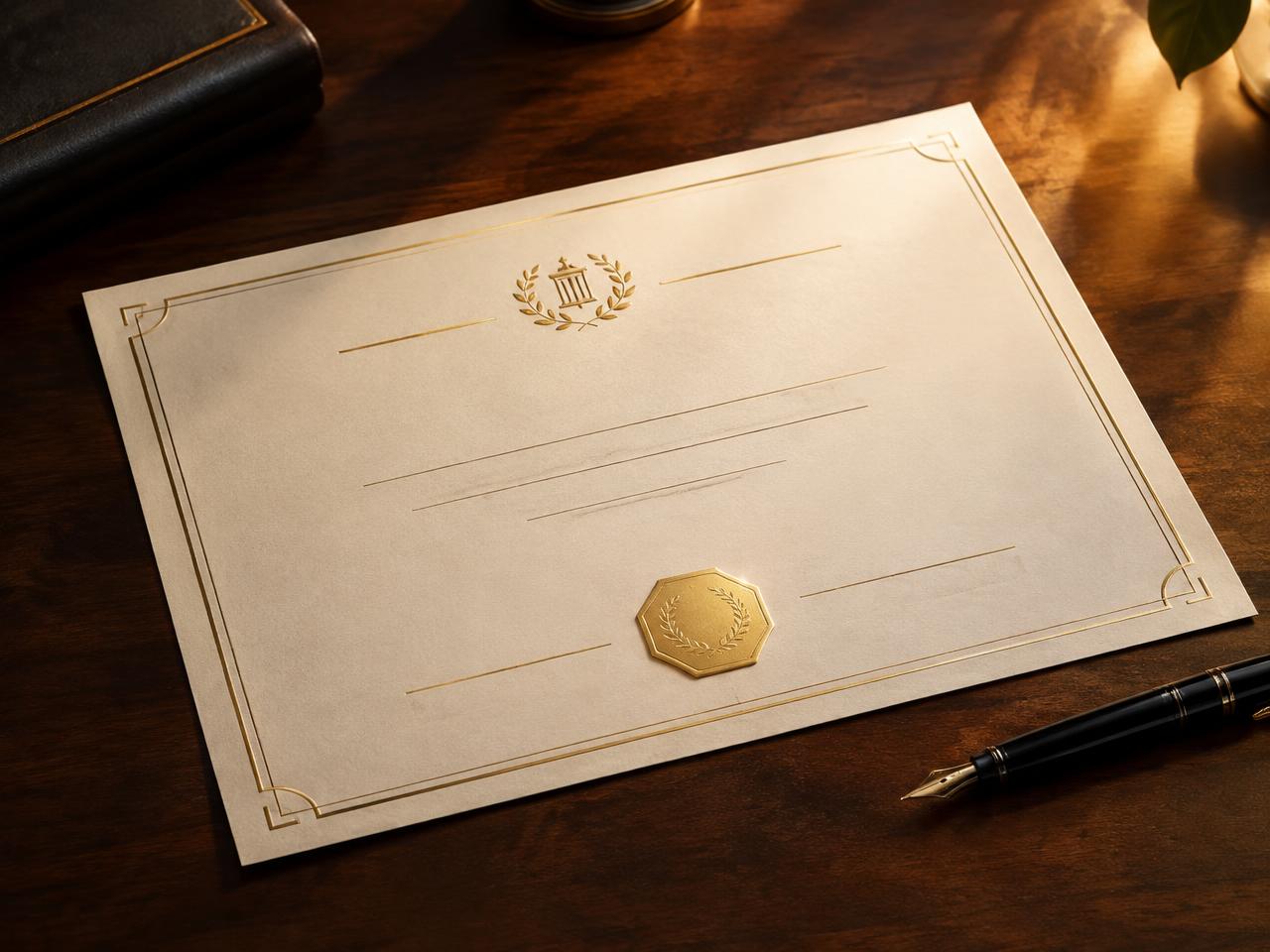 Certificate of Completion with a gold seal
